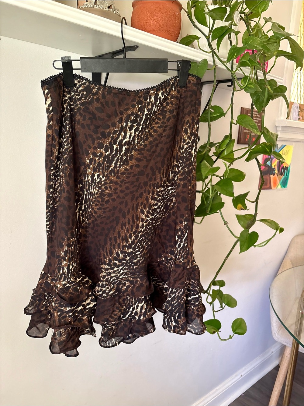 Jessica Animal Print Mini Skirt in Brown and Cream